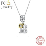 925 Silver Number Heart Happy Birthday Pendant Necklace Women
