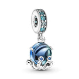 925 Silver Octopus Parrot Chameleon Charms Beads Ocean Pendant DIY Jewelry