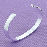 925 Silver Open Cuff Bracelet Bangle For Women Men