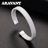 925 Silver Open Cuff Bracelet for Women Men Jewelry