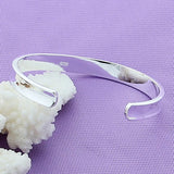 925 Silver Open Cuff Bracelet Bangle For Women Men