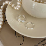 925 Silver Open Finger Ring MultiLayer Pearl Punk Geometric Stackable