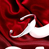 925 Silver Double Beads Cuff Bracelet Wedding Jewelry