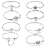 925 Silver Bracelet Butterfly Cat Dog Paw Safety Star Moon Clover Chain Bangle