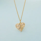 925 Silver Origami Folding Heart Necklace for Girls Women