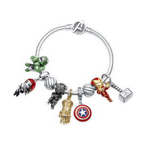 925 Silver Anime Character American Shield Bracelet