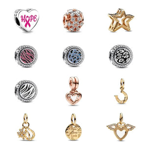 925 Silver Christmas Winter Rose Star Snowflake DIY Women Fine Bead