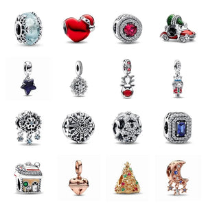 925 Silver Reindeer Snowflake DIY Bead Fit Charms Bracelet