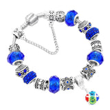 925 Silver Women's Exotic Glass Beads Snake Bone Chain Bracelet