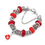925 Silver Women's Exotic Glass Beads Snake Bone Chain Bracelet