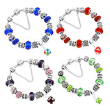 925 Silver Women's Exotic Glass Beads Snake Bone Chain Bracelet