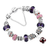 925 Silver Women's Exotic Glass Beads Snake Bone Chain Bracelet
