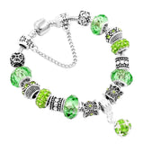 925 Silver Women's Exotic Glass Beads Snake Bone Chain Bracelet