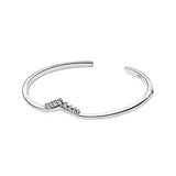 925 Silver Pan Bracelet Bright Crown Wish Bone Fit European Charm Bracelets