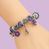 925 Silver Paris Eiffel Tower Lucky Bracelet Set with Safety Chain