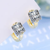 925 Silver 2 D Sparkling Square Moissanite Tiny Huggie Hoop Earrings