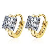 925 Silver 2 D Sparkling Square Moissanite Tiny Huggie Hoop Earrings