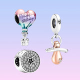 925 Silver Pave Star Hot Air Balloon Charms for Women DIY Bracelet