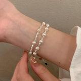 925 Silver Pearl Bracelet for Women Elegant Hand Jewelry