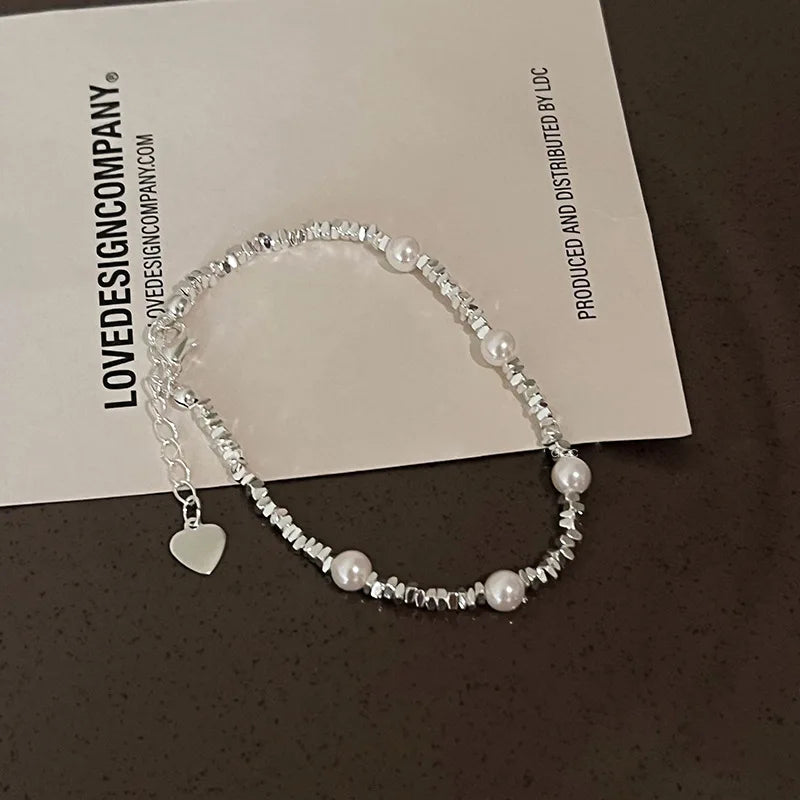 925 Silver Pearl Bracelet for Women Elegant Hand Jewelry