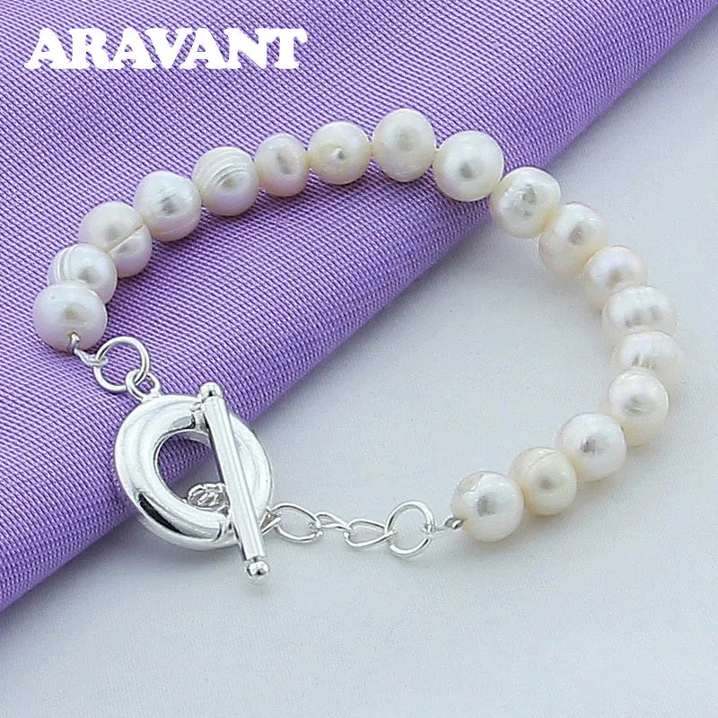 925 Silver Pearl Bracelets for Women Wedding Jewelry