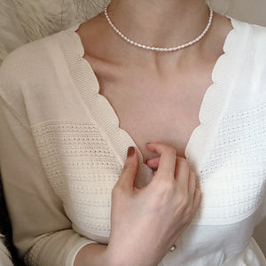 925 Silver Pearl Choker Necklace for Women Wedding Clavicle Chain