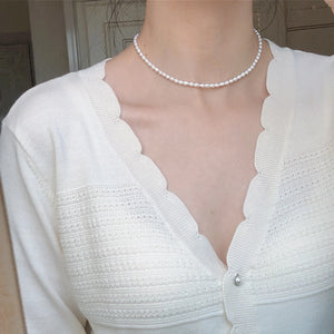925 Silver Pearl Choker Necklace for Women Wedding Clavicle Chain