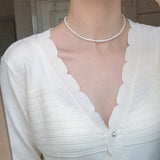 925 Silver Pearl Choker Necklace for Women Wedding Clavicle Chain