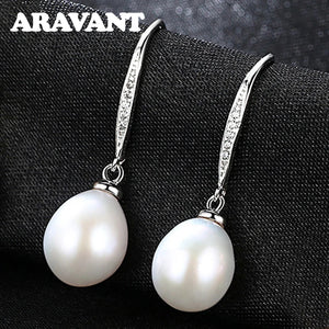 925 Silver Pearl Drop Earring For Women Fine Party Wedding