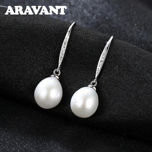 925 Silver Pearl Drop Earring For Women Fine Party Wedding