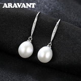 925 Silver Pearl Drop Earring For Women Fine Party Wedding