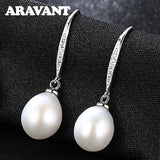 925 Silver Pearl Drop Earring For Women Fine Party Wedding