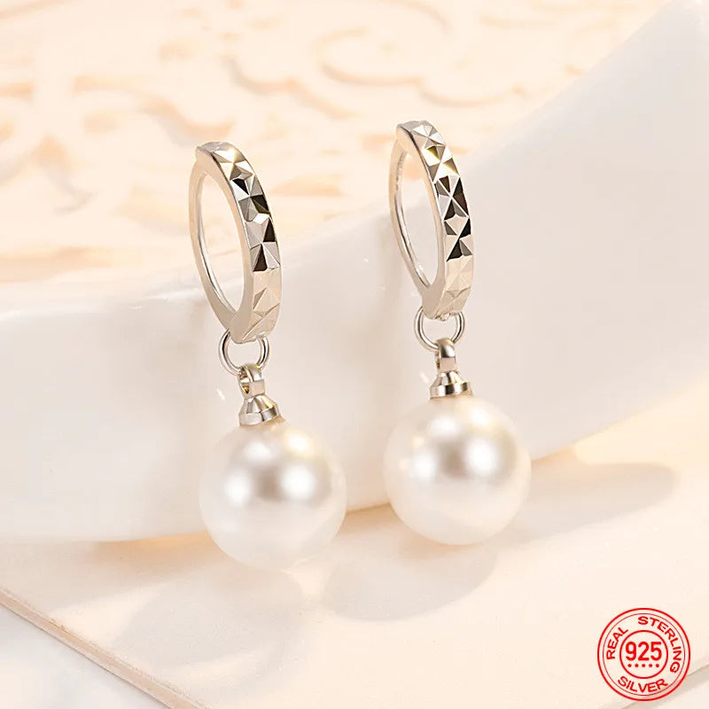 925 Silver Pearl Drop Earrings for Weddings