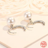 925 Silver Pearl Drop Earrings for Weddings