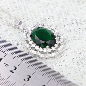 925 Silver Green Cubic Zirconia Pendant Necklace for Women
