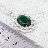 925 Silver Green Cubic Zirconia Pendant Necklace for Women