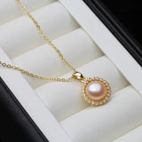 925 Silver Pendant With Pearl, Freshwater Pearl Necklace for Anniversary Gift