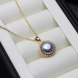 925 Silver Pendant With Pearl, Freshwater Pearl Necklace for Anniversary Gift