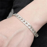925 Silver Tassel Chain Men's Bracelet Gift Silver Jewelry