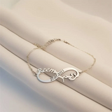 925 Silver Infinity Bracelet with Arabic Personalized Name Goldplated