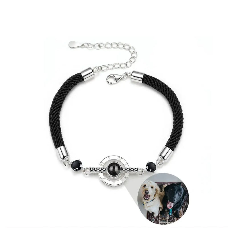 925 Silver Projection Photo Bracelet for Women Mom Couple Mother's Jewelry
