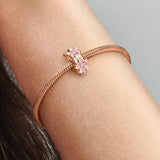 925 Silver Pink Daisy Flower Clip Charm Beads for Bracelet Jewelry
