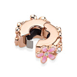925 Silver Pink Daisy Flower Clip Charm Beads for Bracelet Jewelry