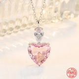 925 Silver Pink Zircon Necklace Chains For Women