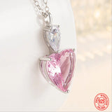 925 Silver Pink Zircon Necklace Chains For Women
