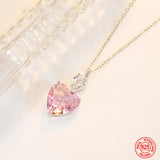 925 Silver Pink Zircon Necklace Chains For Women