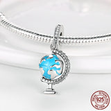 925 Silver Plane Travel Dangle Charm Astronaut Galaxy Beads Pendant