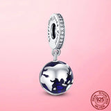 925 Silver Plane Travel Dangle Charm Astronaut Galaxy Beads Pendant