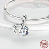 925 Silver Plane Travel Dangle Charm Astronaut Galaxy Beads Pendant