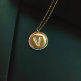 Colorful 26 Letter Pendant Zircon Necklace for Women DJ1734
